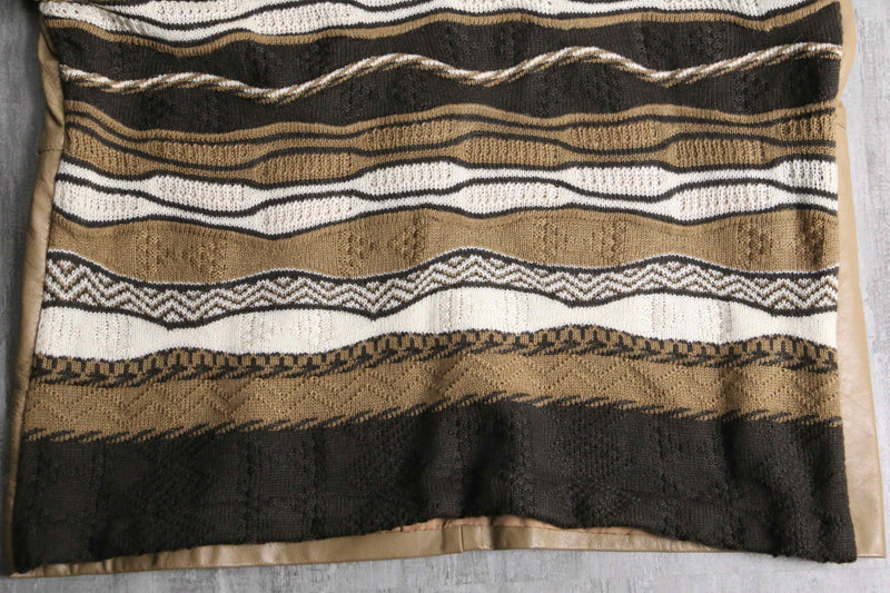 leather × acryl knit switch design half zip kit