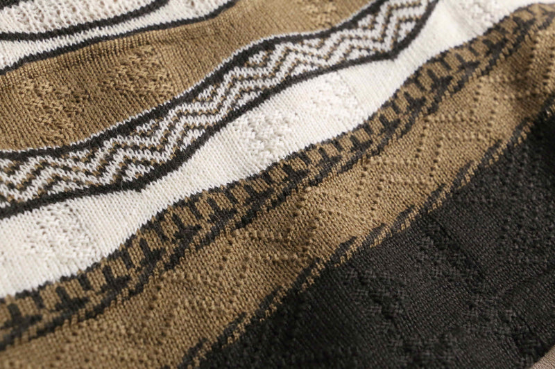 leather × acryl knit switch design half zip kit
