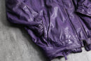 purple hem belt leather jacket