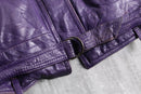 purple hem belt leather jacket