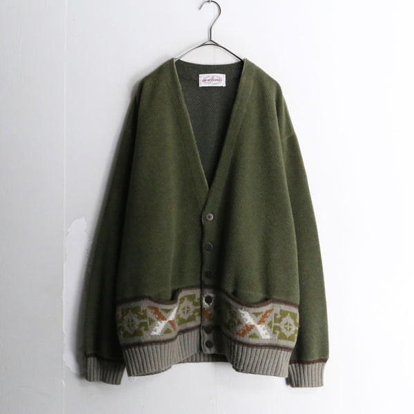 moss green ethnic line Vneck cardigan