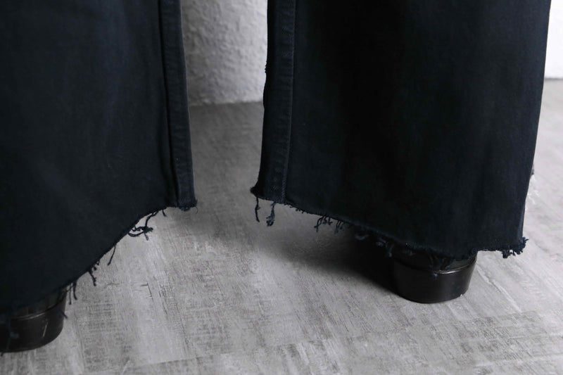"Re:make" many patch design buggy flare black denim