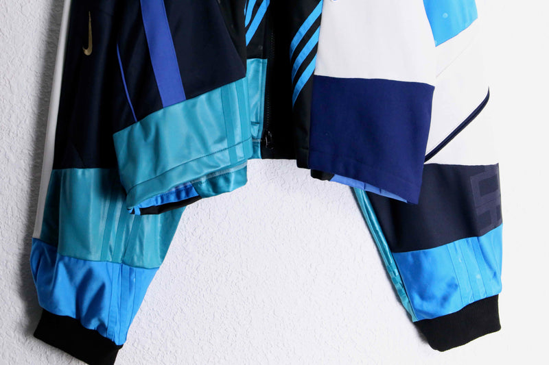 "Re:make" random patchwork blue track jacket