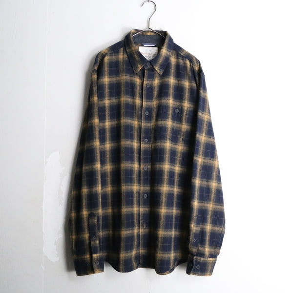 black × brown check pattern button-down shirt