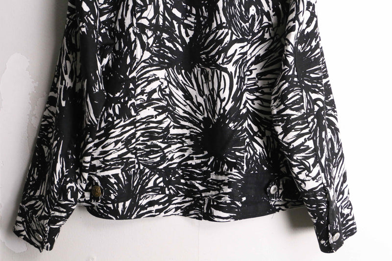zebra monotone design linen tracker jacket