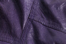 purple hem belt leather jacket