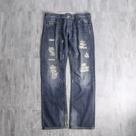 “ARMANI JEANS” fade indigo damage denim pants