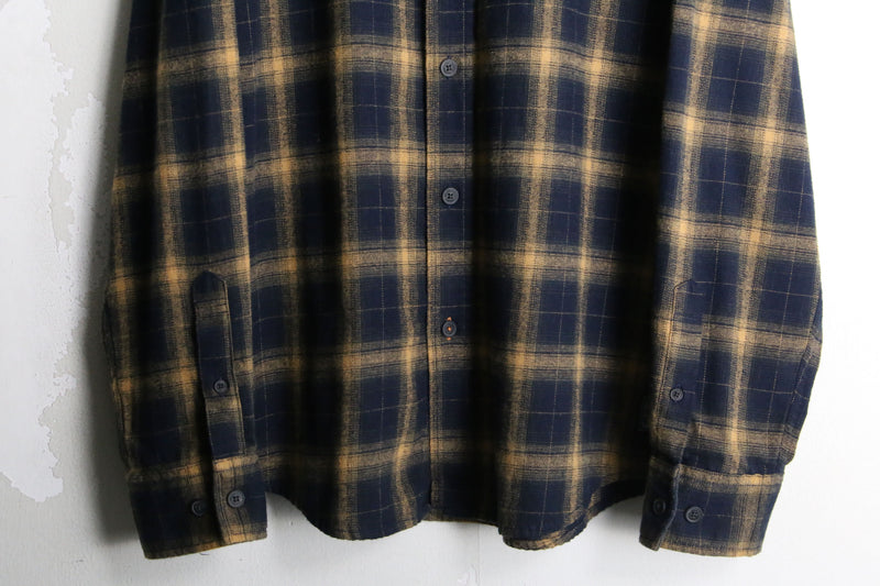 black × brown check pattern button-down shirt