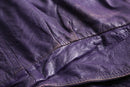 purple hem belt leather jacket
