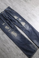 “ARMANI JEANS” fade indigo damage denim pants