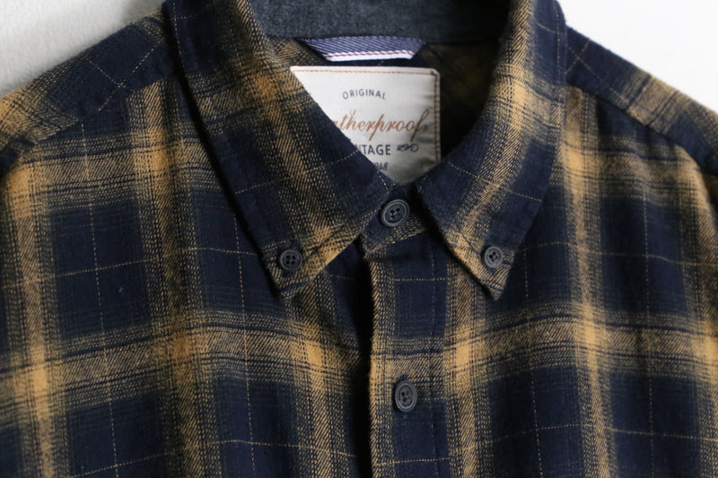 black × brown check pattern button-down shirt