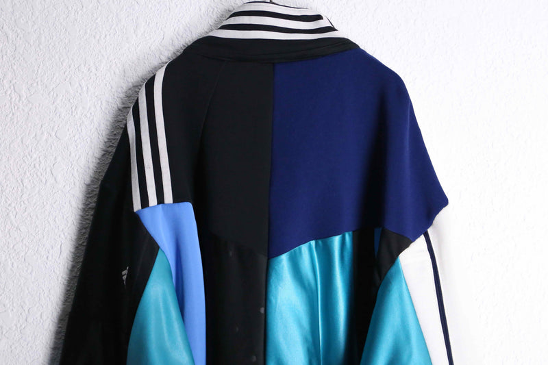 "Re:make" random patchwork blue track jacket