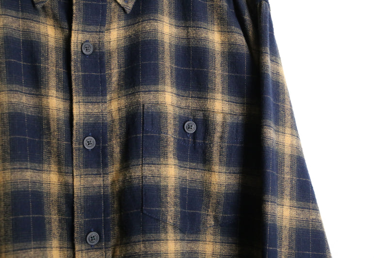 black × brown check pattern button-down shirt