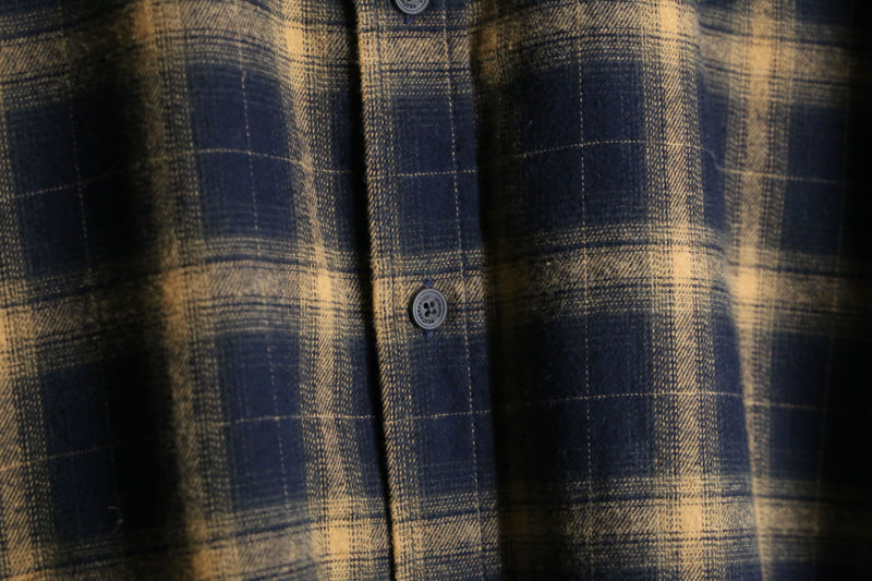 black × brown check pattern button-down shirt