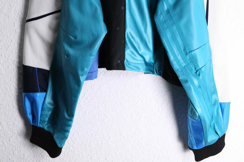 "Re:make" random patchwork blue track jacket