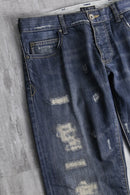 “ARMANI JEANS” fade indigo damage denim pants