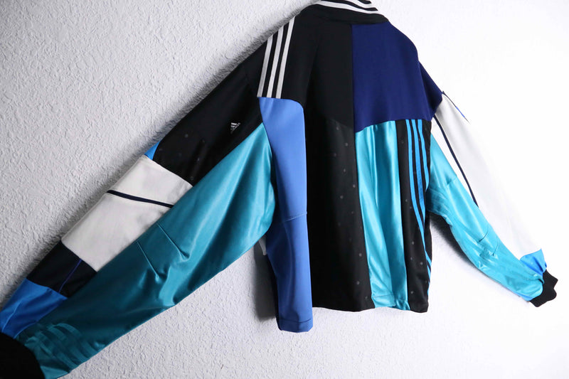 "Re:make" random patchwork blue track jacket