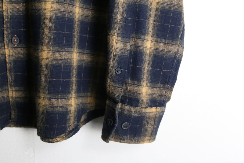 black × brown check pattern button-down shirt