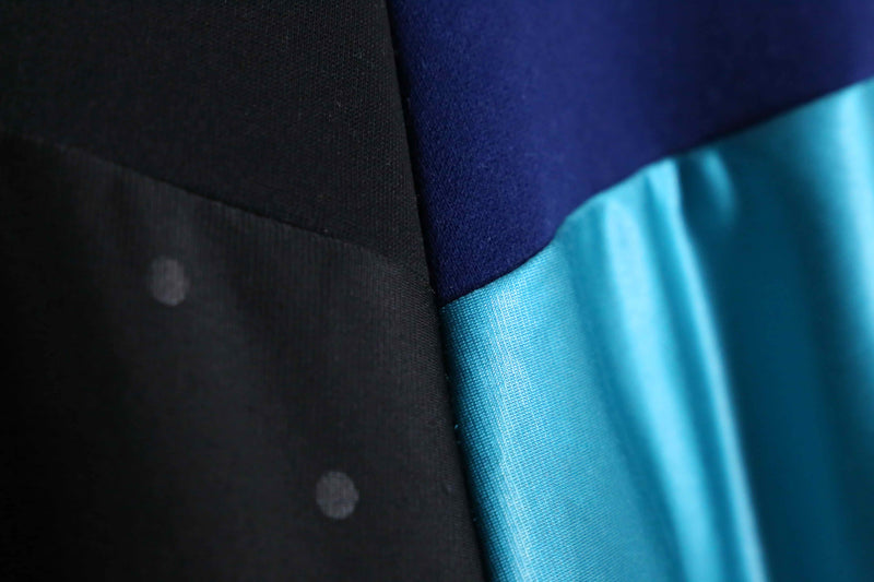 "Re:make" random patchwork blue track jacket