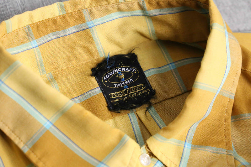 “TOWN CRAFT” 70’s mustard yellow check shirt