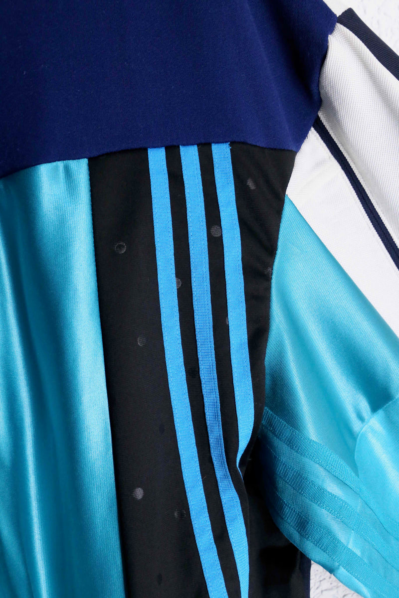 "Re:make" random patchwork blue track jacket