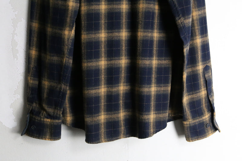 black × brown check pattern button-down shirt