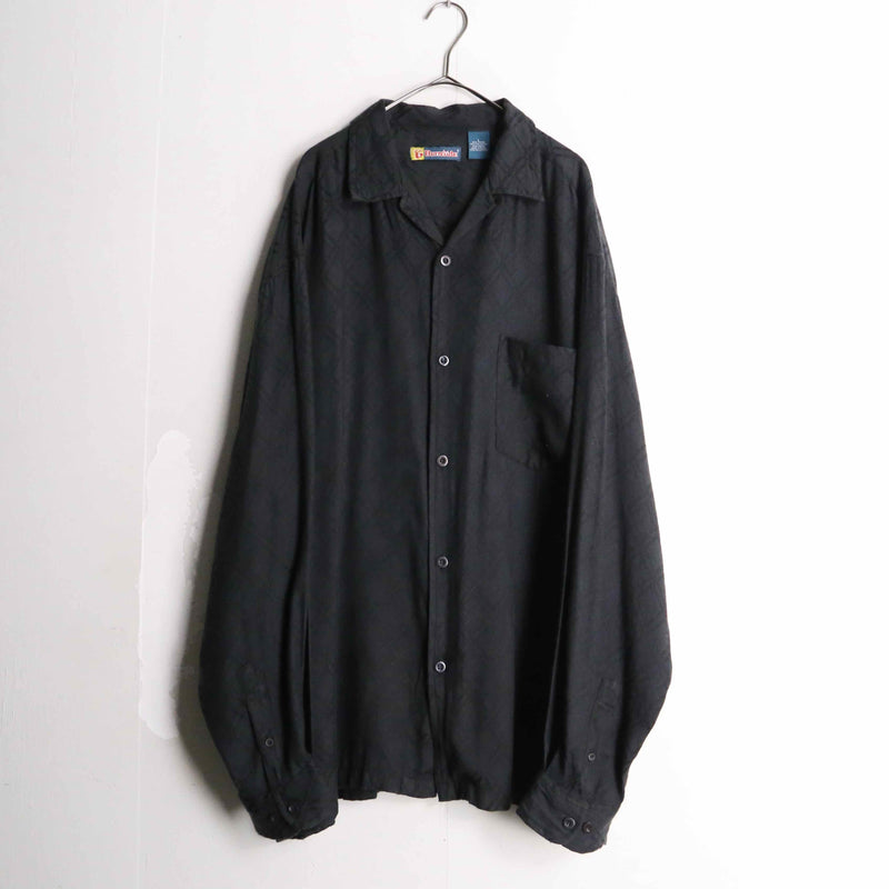 black color argyle check design open collar shirt