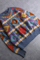 "STRUCTURE" colorful ethnic pattern cotton knit