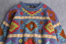 "STRUCTURE" colorful ethnic pattern cotton knit