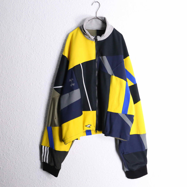 "Re:make" yellow tone random patchwork track jacket