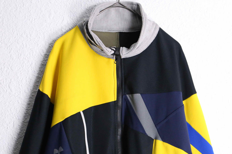 "Re:make" yellow tone random patchwork track jacket