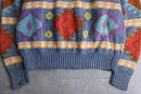 "STRUCTURE" colorful ethnic pattern cotton knit