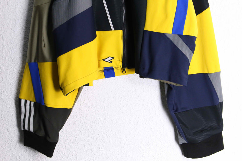 "Re:make" yellow tone random patchwork track jacket