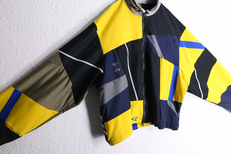 "Re:make" yellow tone random patchwork track jacket
