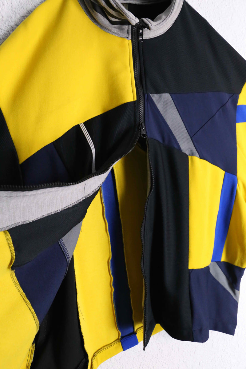 "Re:make" yellow tone random patchwork track jacket