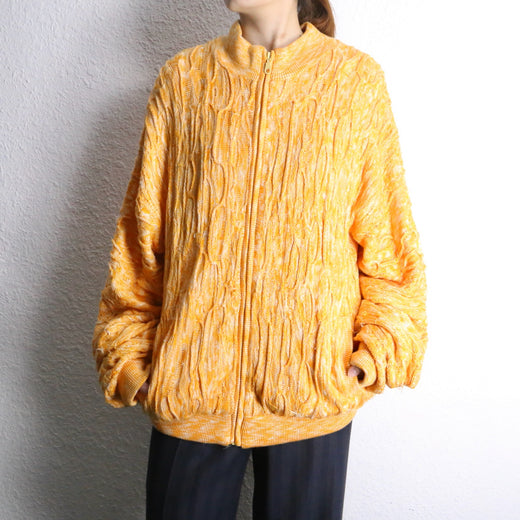 orange 3D knit dolman sleeve padding blouson