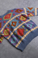 "STRUCTURE" colorful ethnic pattern cotton knit