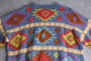 "STRUCTURE" colorful ethnic pattern cotton knit