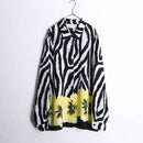 zebra×flower pattern L/S shirt : yellow