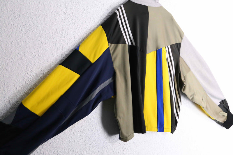 "Re:make" yellow tone random patchwork track jacket
