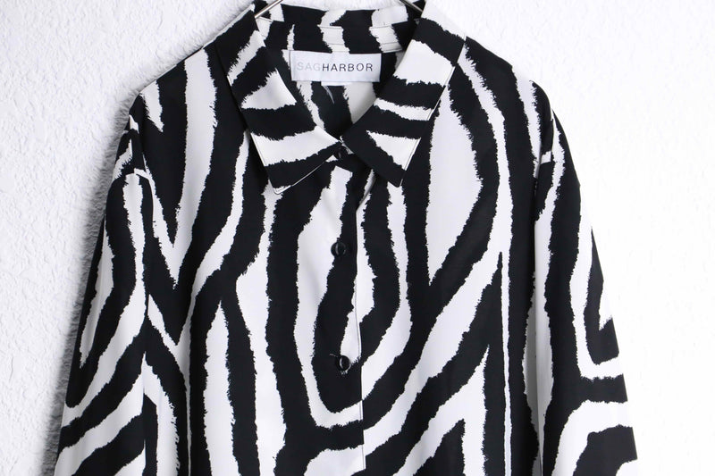 zebra×flower pattern L/S shirt : yellow