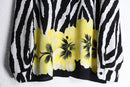 zebra×flower pattern L/S shirt : yellow