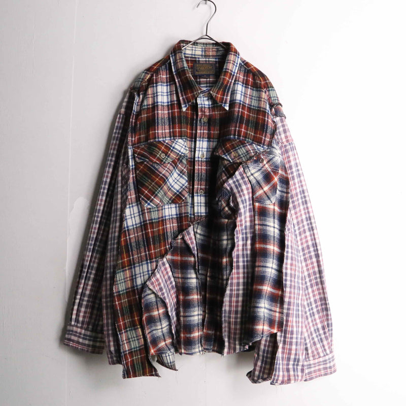 remake "再構築" asymmetry check shirt