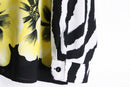 zebra×flower pattern L/S shirt : yellow