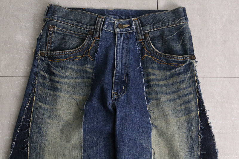 remake "再構築" 3 docking side belt buggy denim pants