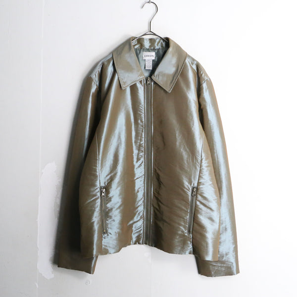 “CHICO’S” shiny brown zip jacket