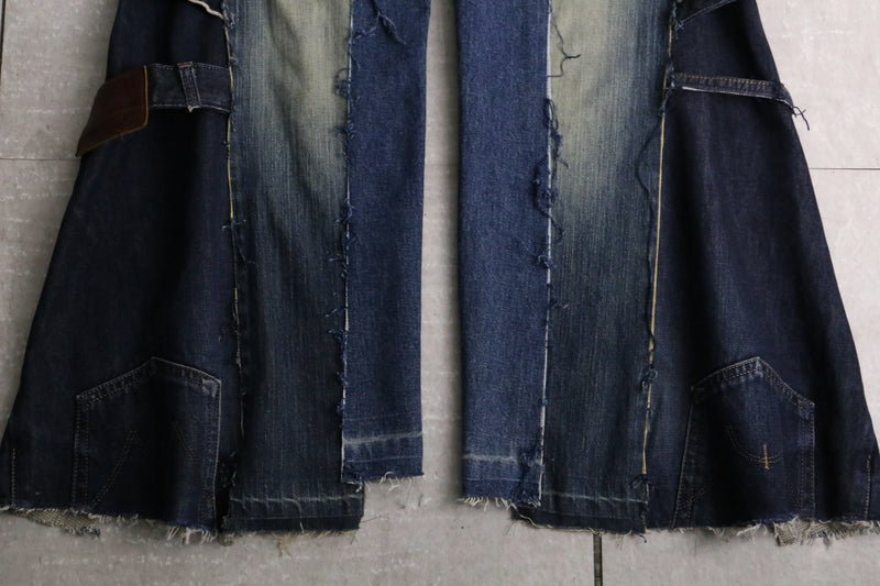 remake "再構築" 3 docking side belt buggy denim pants