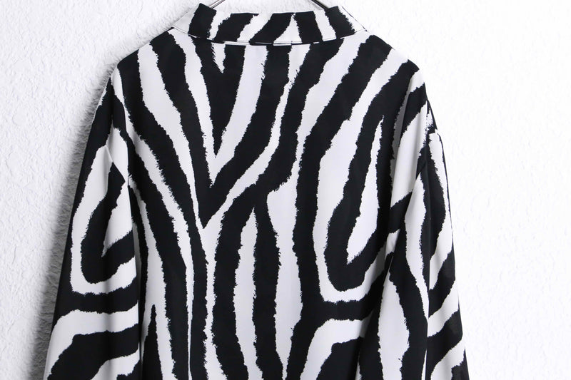 zebra×flower pattern L/S shirt : yellow