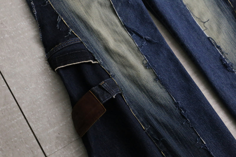 remake "再構築" 3 docking side belt buggy denim pants