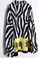 zebra×flower pattern L/S shirt : yellow